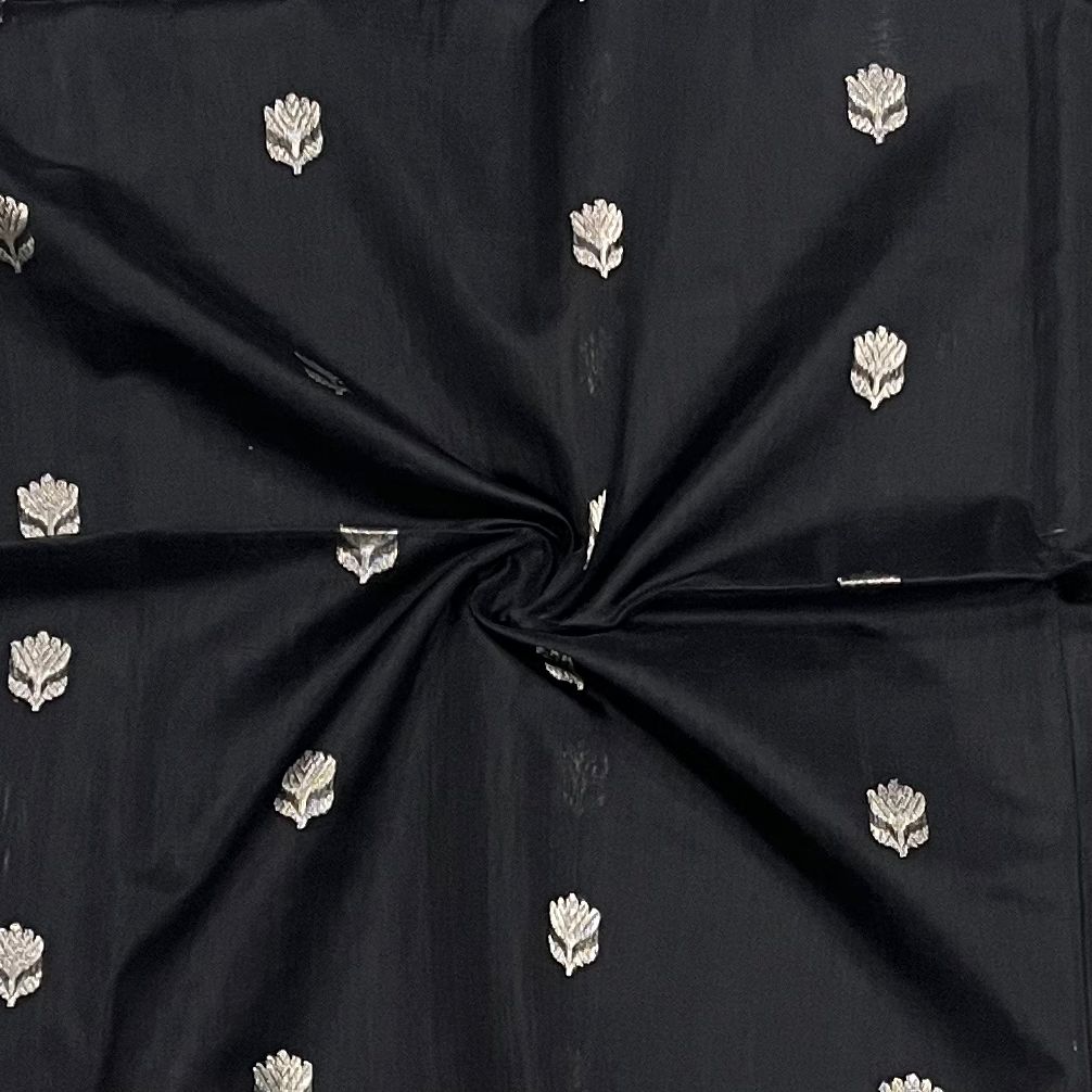 MAHESHWARI HANDWOVEN BLACK ALL OVER LOTUS SAREE