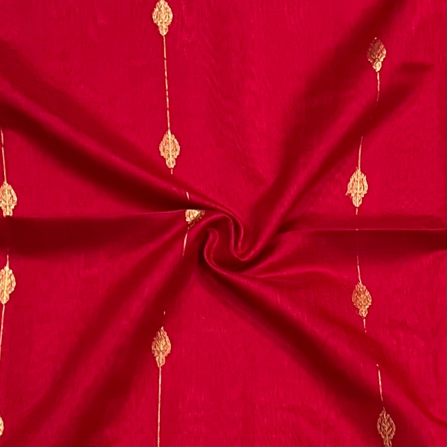 Maheshwari Handwoven Big Border Zari Line Red Saree