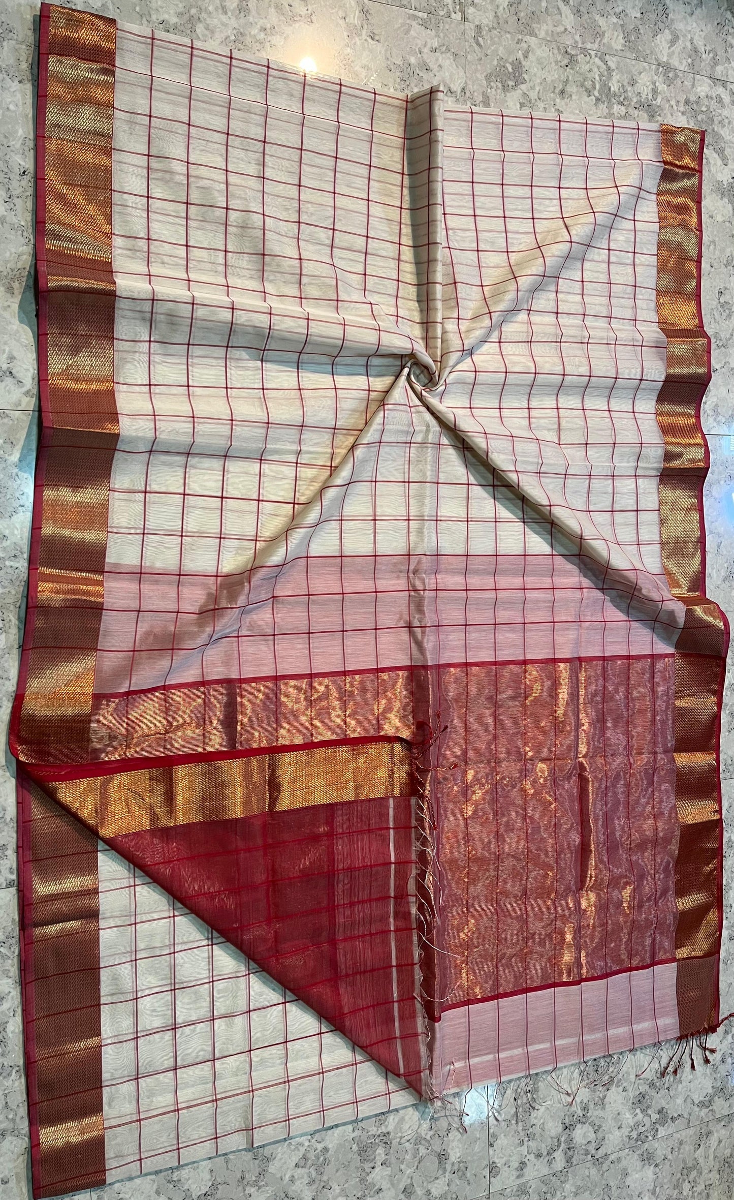 MAHESHWARI HANDWOVEN BOX CHECKS SAREE