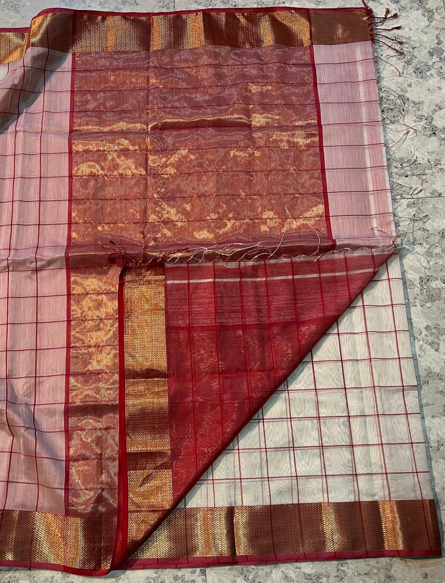 MAHESHWARI HANDWOVEN BOX CHECKS SAREE