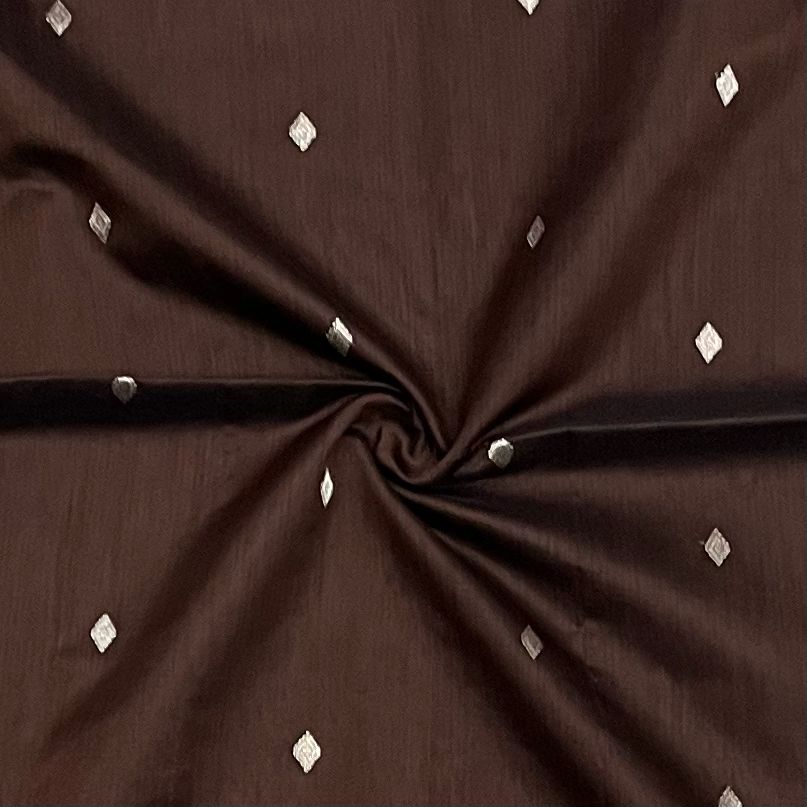 Presenting the Maheshwari Handwoven Silver Buti Saree in Brown Colour