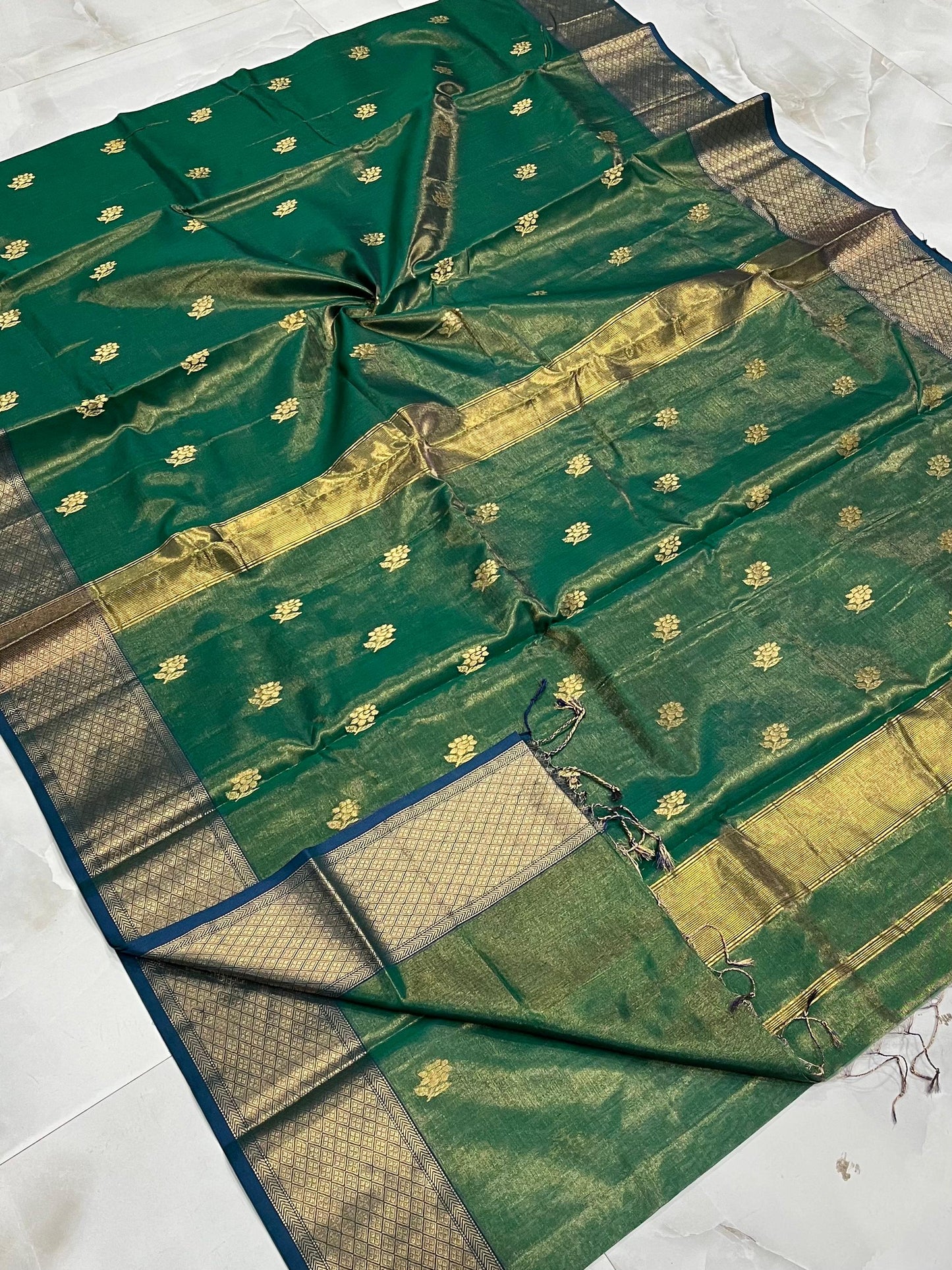 MAHESHWARI HANDWOVEN TISSUE ROSE RED COLOUR SAREE