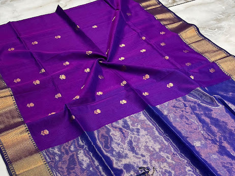 MAHESHWARI HANDWOVEN ALL OVER LOTUS JAMLI SAREE