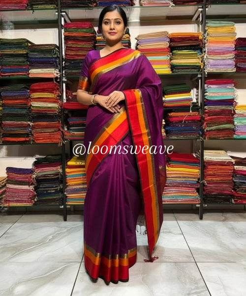 MULTI BORDER Magenta Colour SAREE