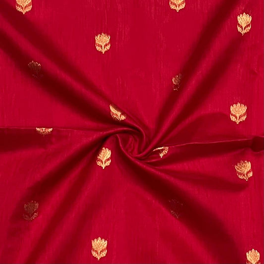 MAHESHWARI HANDWOVEN ALL OVER LOTUS RED SAREE