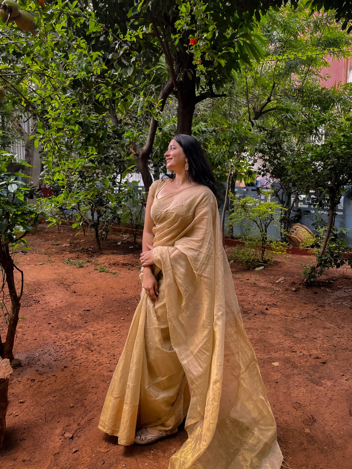 MAHESHWARI HANDWOVEN TISSUE PAIPIN SAREE