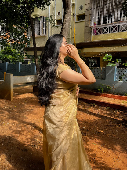 MAHESHWARI HANDWOVEN TISSUE PAIPIN SAREE