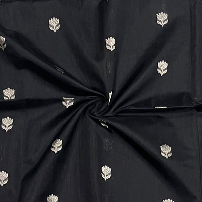 MAHESHWARI HANDWOVEN BLACK ALL OVER LOTUS SAREE