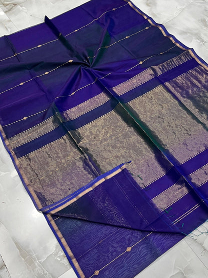 MAHESHWARI HANDWOVEN ZARI LINE BUTI JAMLI SAREE