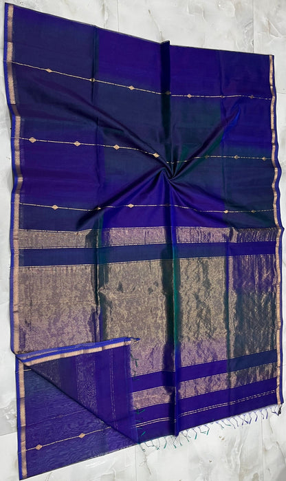 MAHESHWARI HANDWOVEN ZARI LINE BUTI JAMLI SAREE