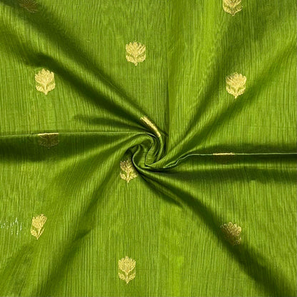 MAHESHWARI HANDWOVEN ALL OVER LOTUS GREEN SAREE