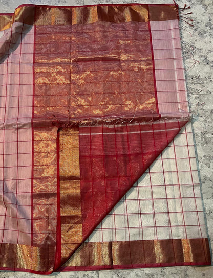 MAHESHWARI HANDWOVEN BOX CHECKS SAREE