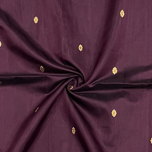 Maheshwari Handwoven Rewa Border Buti Wine Color Saree