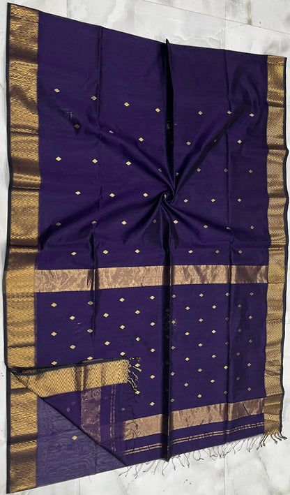 Maheshwari Handwoven Nayantara Zari Buti Purple Saree