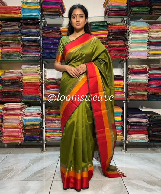 MULTI BORDER Green SAREE