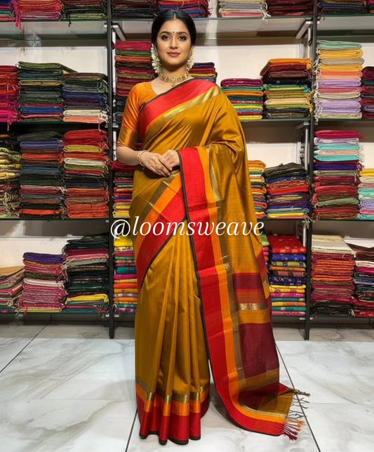 MULTI BORDER MUSTERED SAREE